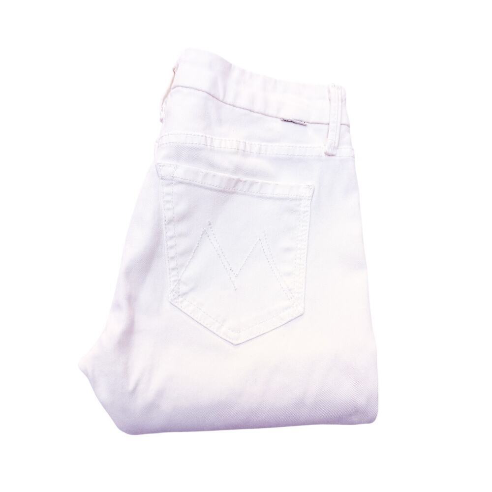 Mother The Looker Crop Glass Slipper White Skinny Denim Jeans Zip Fly Size 25